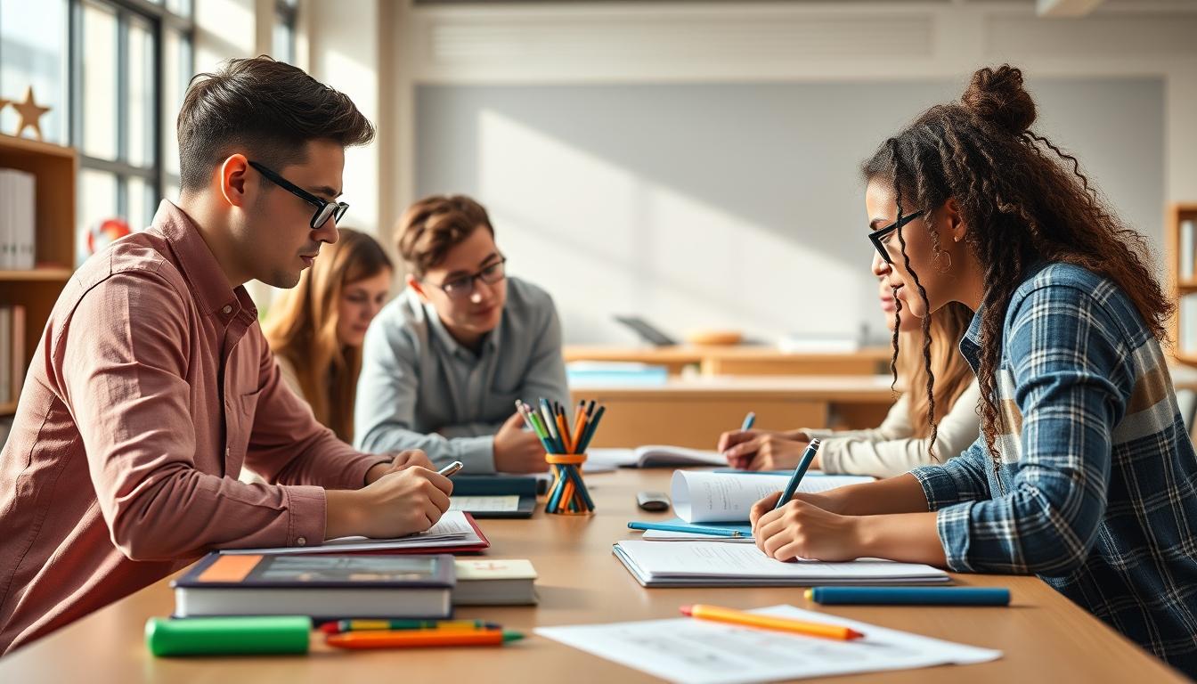 Structured study materials and learning resources on a desk